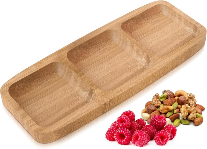 Bambum Ganberi3 Part Bamboo Souce Plate Natural Bamboo Wood Souce Plate - Image 1