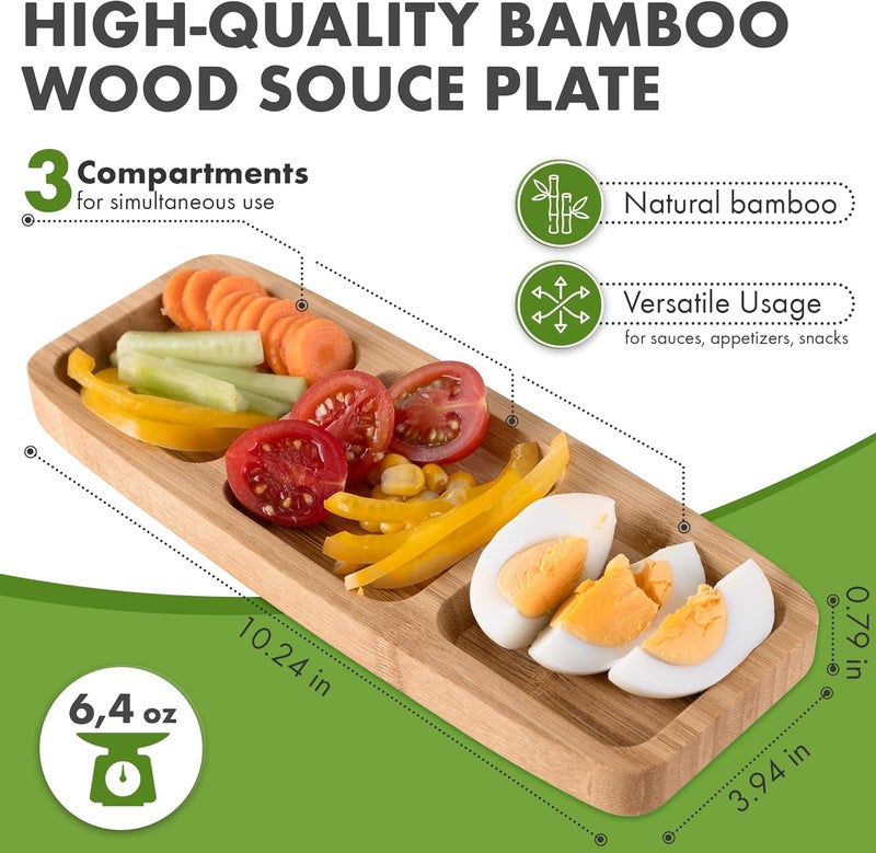 Bambum Ganberi3 Part Bamboo Souce Plate Natural Bamboo Wood Souce Plate - Image 2
