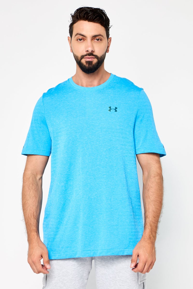 UNDER ARMOUR تي شيرت رياضي للرجال بأكمام قصيرة مناسب للخارج، تركواز - Image 1