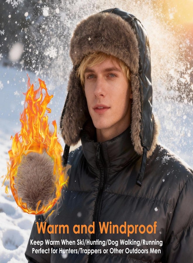Gilotop Warm Trooper Trapper Hat for Men Women Winter Hat with Fur Ear Flaps Windproof Hat for Cold Weather Hunting Hat, Army Green, One size - Image 2