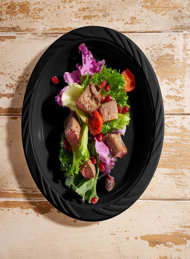 Munfix 200 Black Plastic Plates Set - 9 Inch Disposable Dinner Plates Bulk Pack for Party BBQ, Picnic, Parties, Travel and Events, Microwavable Recyclable - Image 4