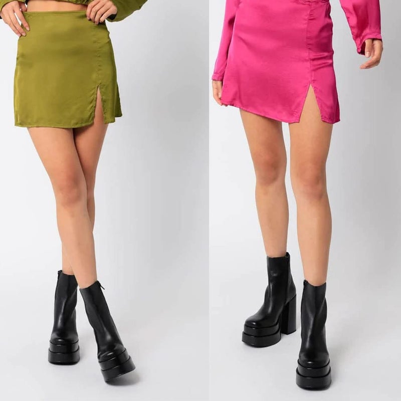 Mattiventon Black Platform Boots for Women Square Toe Chunky Heel Combat Boot Mid Calf Goth Boots - Image 2