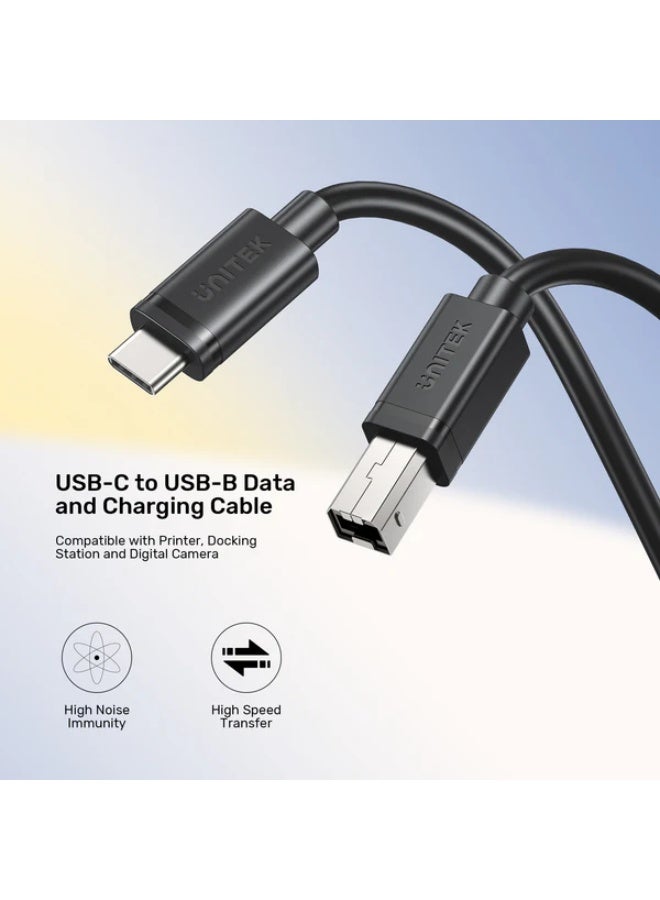 يوني تيك كابل USB‑C إلى USB‑B، كابل طابعة USB‑C من النوع C ذكر إلى USB‑B ذكر، متوافق مع iPhone 16/15، سلسلة Samsung S24، MacBook، Dell، HP Spectre X2، Google Chromebook Pixel، Microsoft Surface Pro، لوحة مفاتيح MIDI، وفك الترميز DAC – أسود - Image 5