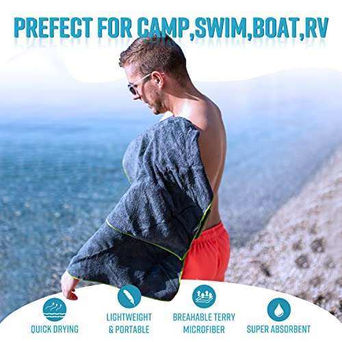 4Monster 4 Pack Microfiber Camping Towel Quick Dry, Super Absorbent Travel Towel with Waterproof Bag, Lightweight Boat Towel for RV, Sport, Gym, Beach, Pool, Swim,Family Trip - Image 2