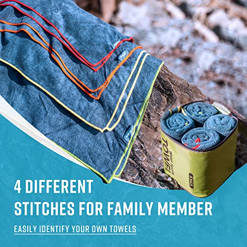 4Monster 4 Pack Microfiber Camping Towel Quick Dry, Super Absorbent Travel Towel with Waterproof Bag, Lightweight Boat Towel for RV, Sport, Gym, Beach, Pool, Swim,Family Trip - Image 3