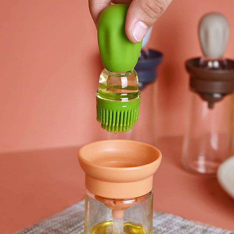 TINMIX Oil Dispenser with Brush - Glass Olive Oil Dispenser for Kitchen, 2 IN 1 Oil Dispenser Bottle with Silicone Basting Brush for Cooking Vinegar Sauce BBQ Grill Frying, T-OB21, Green - Image 5