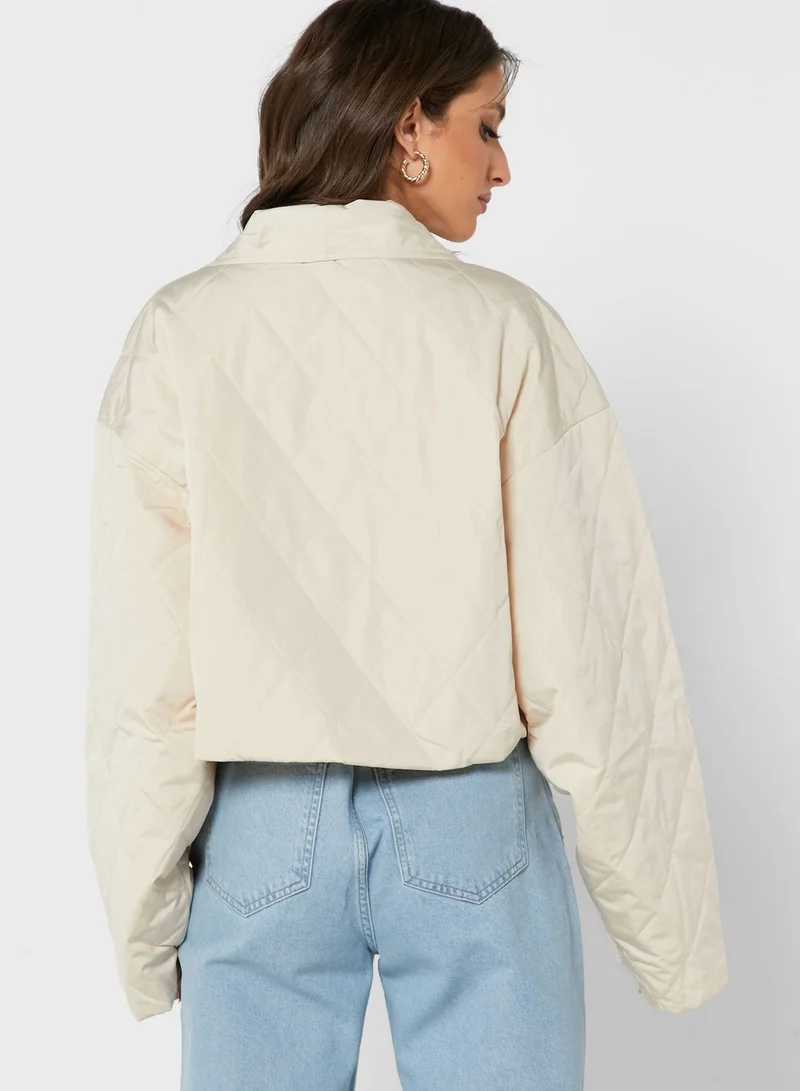 NA-KD Button Detail Crop Jacket