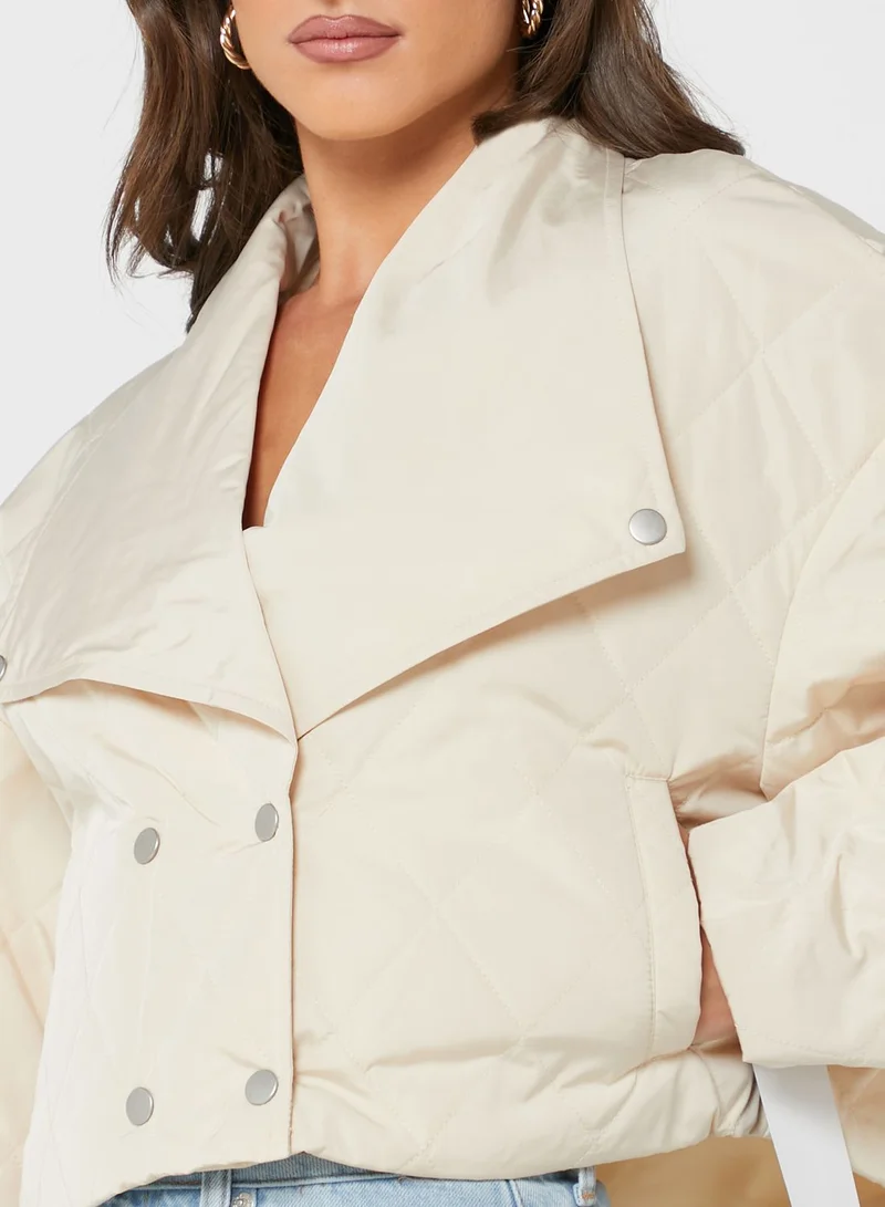 NA-KD Button Detail Crop Jacket