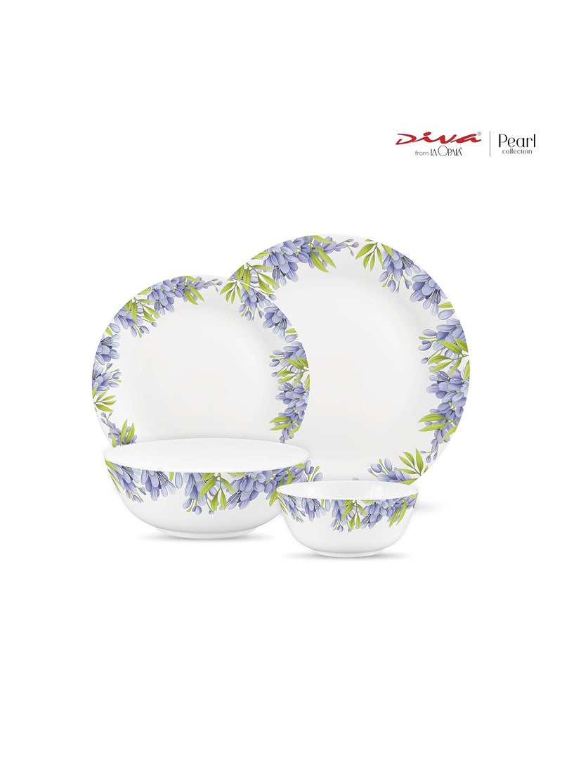 La Opala Diva by La Opala, Pearl Collection, Opal Glass Dinner Set 20 pcs, Lively Hues, White  - Image 2