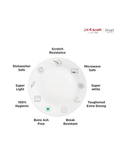 La Opala Diva by La Opala, Pearl Collection, Opal Glass Dinner Set 20 pcs, Lively Hues, White  - Image 4