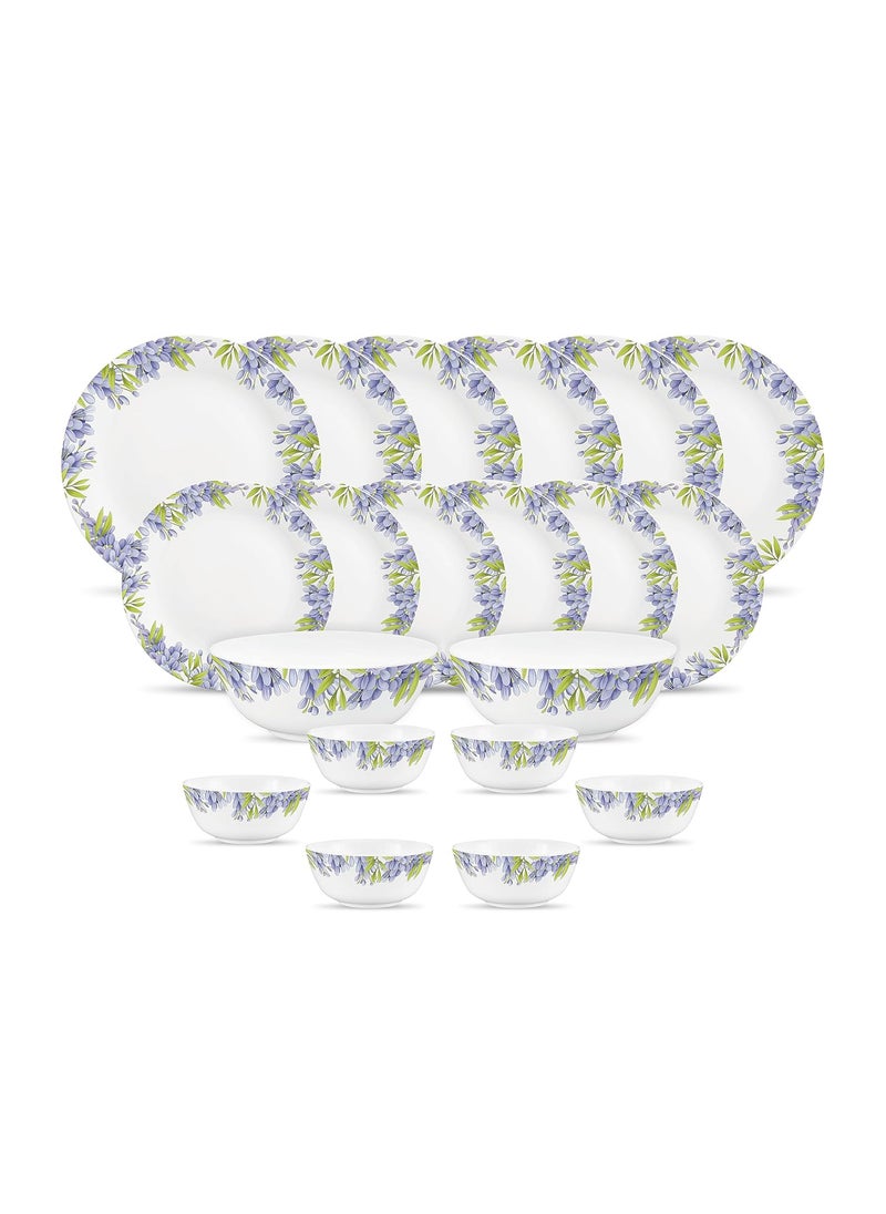 La Opala Diva by La Opala, Pearl Collection, Opal Glass Dinner Set 20 pcs, Lively Hues, White  - Image 1