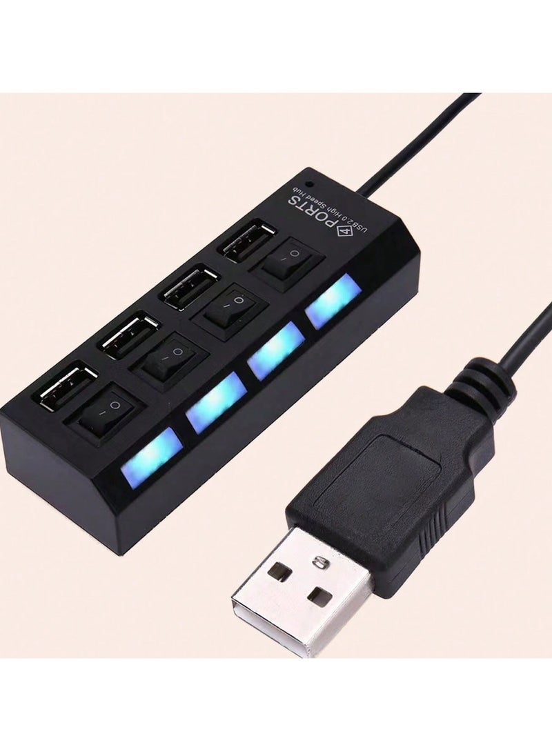Generic 4-Port USB 2.0 Hub - High-Speed 5Gbps Transfer | Independent Switches | Plug and Play | Compatible with Multiple Devices  - Image 1