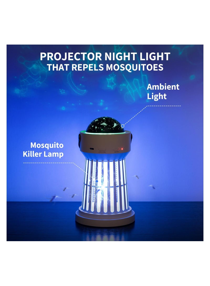 SOLARAE مصباح قاتل البعوض، جهاز صعق الحشرات داخلي وخارجي، جهاز صعق البعوض مع ضوء LED، 2 في 1 قاتل بعوض عديم الرائحة وفيزيائي، 4000 فولت جهاز صعق الذباب للباحة، الحديقة، مع عرض سماء مرصعة بالنجوم - Image 3