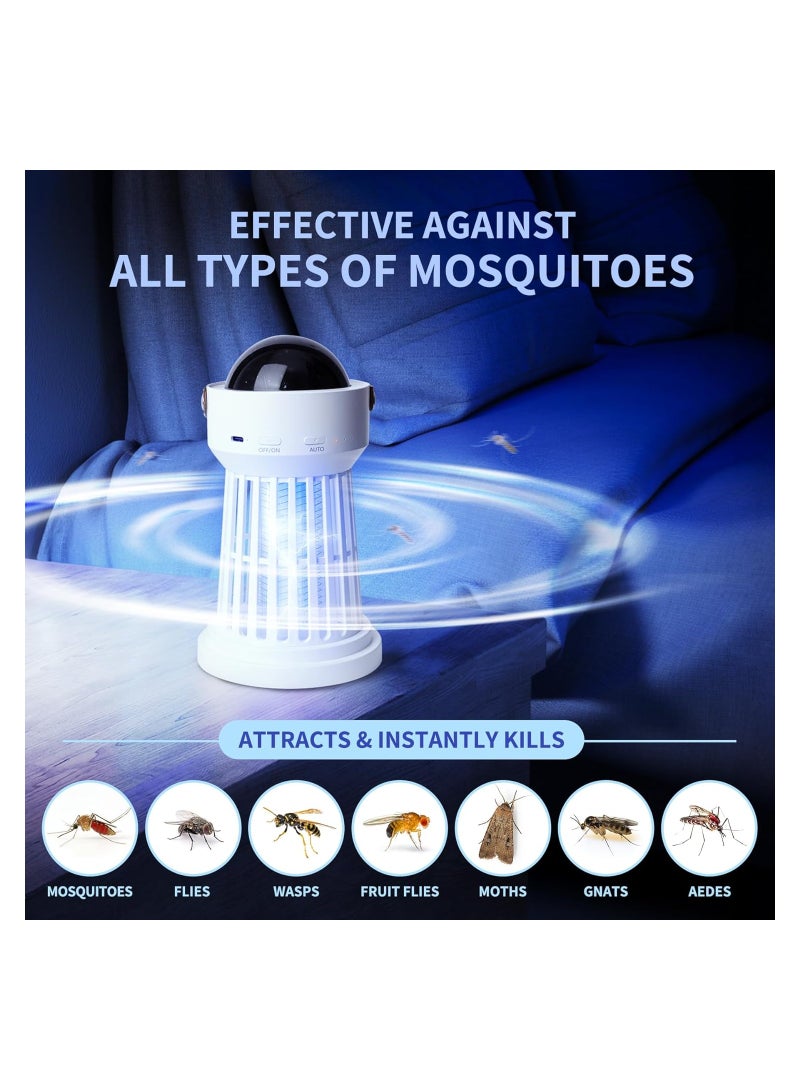 SOLARAE مصباح قاتل البعوض، جهاز صعق الحشرات داخلي وخارجي، جهاز صعق البعوض مع ضوء LED، 2 في 1 قاتل بعوض عديم الرائحة وفيزيائي، 4000 فولت جهاز صعق الذباب للباحة، الحديقة، مع عرض سماء مرصعة بالنجوم - Image 4