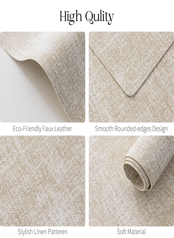 MOSAYT Faux Leather Placemats Set of 6, Heat Resistant Wipeable Washable Vinyl Place Mats with Coasters, Waterproof Oil Proof Table Mats for Kitchen Dining Party Indoor Outdoor, 12" x 17", Beige - Image 5
