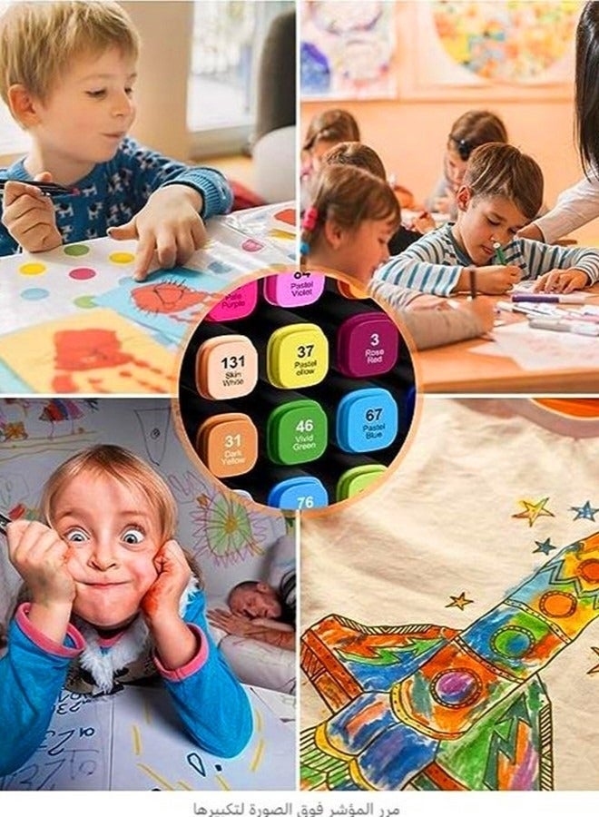 تاتش مجموعة أقلام تحديد 204 لونًا برأسين للطلاب تم ترقيتها بسعة كبيرة ومتانة أكبر ومناسبة للرسم والتصميم والتلوين - Image 4