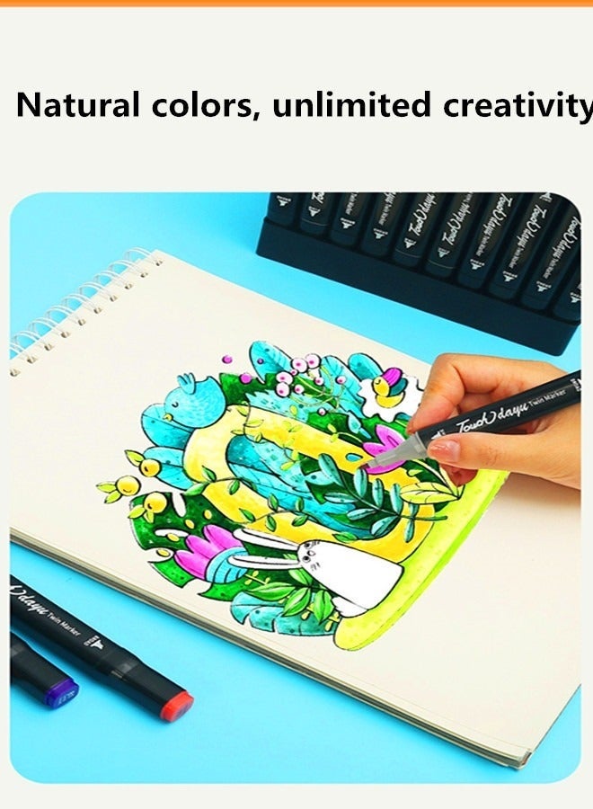 تاتش مجموعة أقلام تحديد 204 لونًا برأسين للطلاب تم ترقيتها بسعة كبيرة ومتانة أكبر ومناسبة للرسم والتصميم والتلوين - Image 5