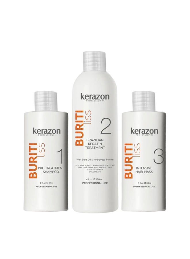 Kerazon Professional شامبو م clarifying مع علاج الكيراتين البرازيلي و مجموعة قناع الشعر المكثف KIT Tratamiento de Keratina Alisado 120ml. قد يختلف التعبئة والتغليف. - Image 1