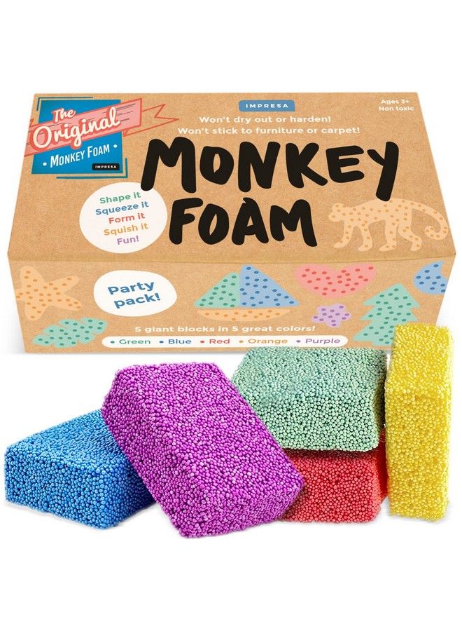 IMPRESA Original Monkey Foam 5 Giant Blocks In 5 Great Colors Excellent For Creative Play Educational Classroom Pack Size Never Dries Out - Image 2