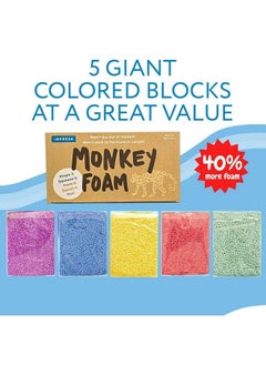 IMPRESA Original Monkey Foam 5 Giant Blocks In 5 Great Colors Excellent For Creative Play Educational Classroom Pack Size Never Dries Out  - Image 3