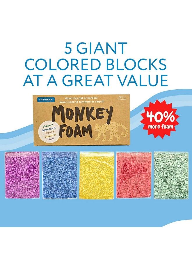 IMPRESA Original Monkey Foam 5 Giant Blocks In 5 Great Colors Excellent For Creative Play Educational Classroom Pack Size Never Dries Out - Image 3