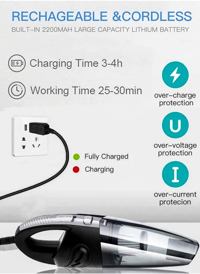 DBLEW - Rechargeable Handheld Car Vacuum Cleaner Wet Dry Cordless Mite Remover Portable Strong powerful Suction For Home Automotives Dust Pet Hair Sofa Carpet Cleaning Computer Keyboard - Image 1
