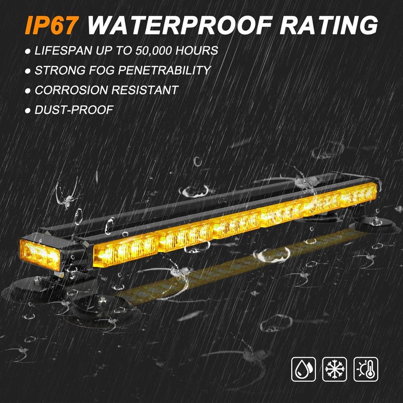 ASPL 29.5" 54 LED Strobe Light Bar with Magnetic Base for Emergency Vehicles (Amber) - Image 5