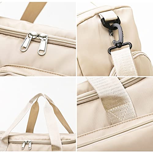 Suruid Sports Gym Bag with Shoes Compartment Travel Duffel Bag with Dry Wet Separated Pocket for Men and Women, Overnight Bag Weekender Bag Training Handbag Yoga Bag - Off White - Image 5