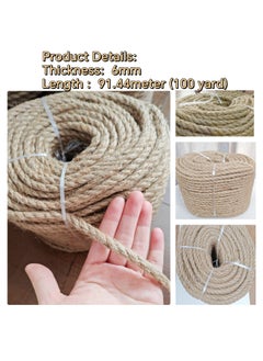 SUNRISE Jute Rope,6mm Thick,91.44m,Strong Hemp Twine Cord For DIY Crafts, Decoration, Gift Wrapping, Garden, Hanging and Packing And Pets Eco Friendly Durable Utility Rope  - Image 2