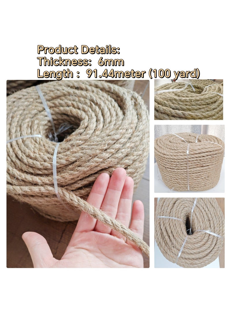 SUNRISE Jute Rope,6mm Thick,91.44m,Strong Hemp Twine Cord For DIY Crafts, Decoration, Gift Wrapping, Garden, Hanging and Packing And Pets Eco Friendly Durable Utility Rope  - Image 2