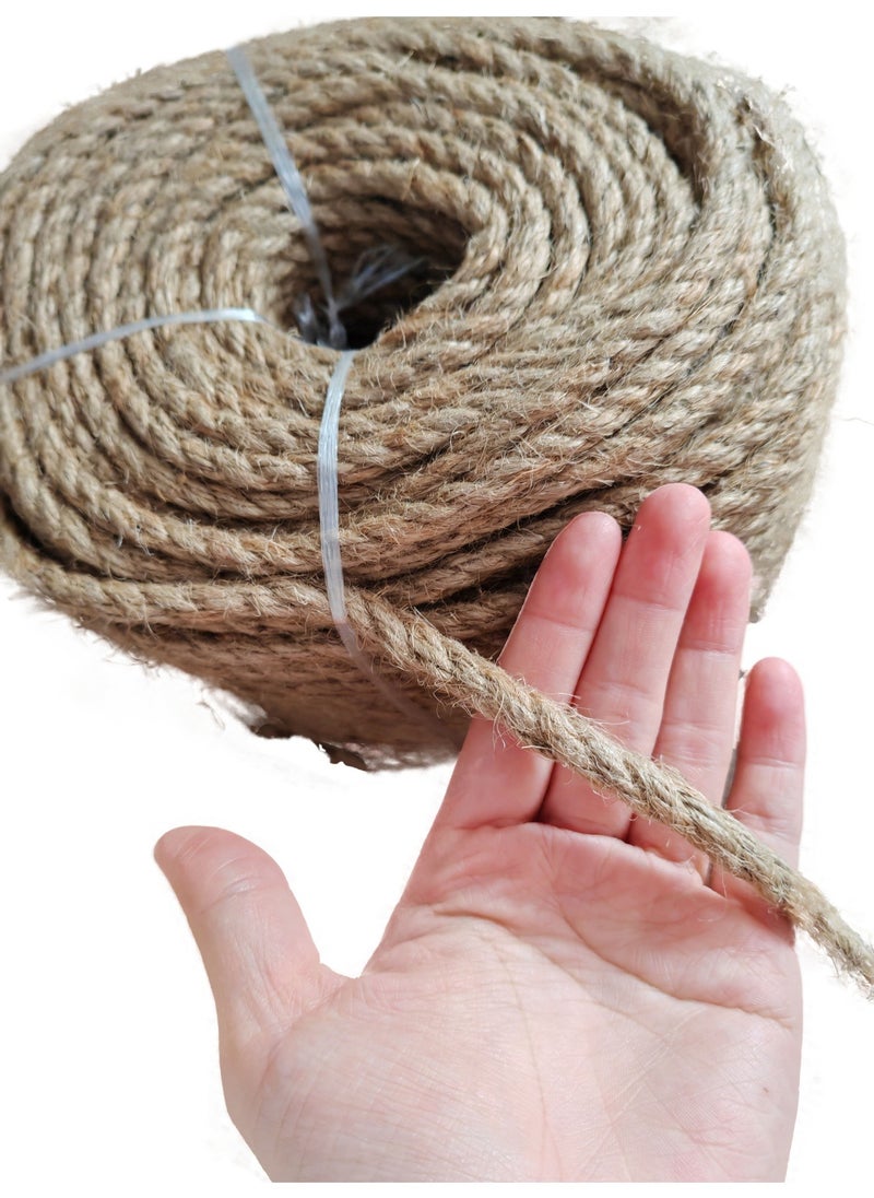 SUNRISE - Jute Rope,6mm Thick,91.44m,Strong Hemp Twine Cord For DIY Crafts, Decoration, Gift Wrapping, Garden, Hanging and Packing And Pets Eco Friendly Durable Utility Rope - Image 1