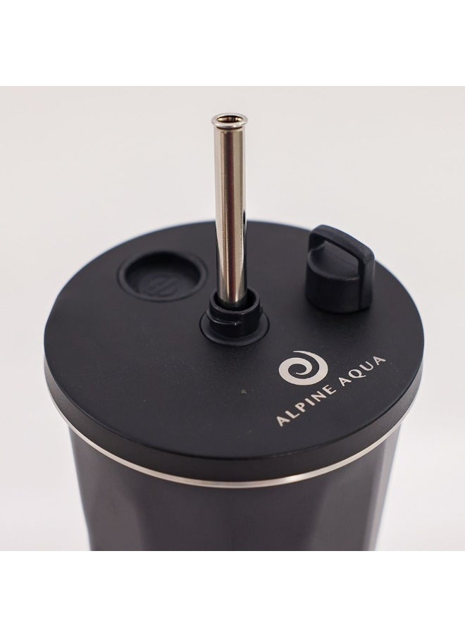 DANUBE HOME Alpine Aqua Travel Tumbler Stainless Steel Vacuum Insulated with Lid and Straw Black 600ml  - Image 2