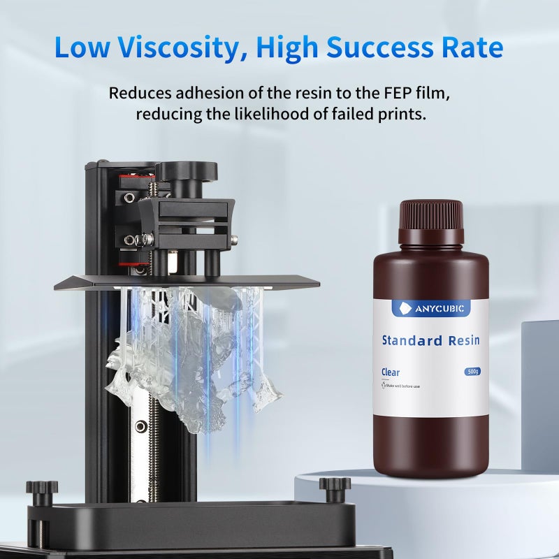 Anycubic ANYCUBIC 3D Printer Resin, 405nm SLA UV-Curing Resin with High Precision and Quick Curing & Excellent Fluidity for LCD 3D Printing (Clear, 500g) - Image 3