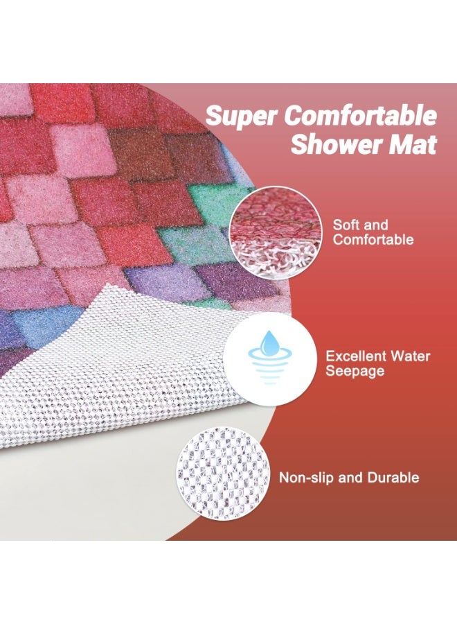 دش حصيرة غير انزلاق, 24x 24 بوصة مربع, ناعمة راحة حمام حصيرة مع ثقوب الصرف الصحي, PVC Loofah تدليك دش أرضية حصيرة للدش, حمام, المناطق الرطبة, التجفيف السريع - Image 5