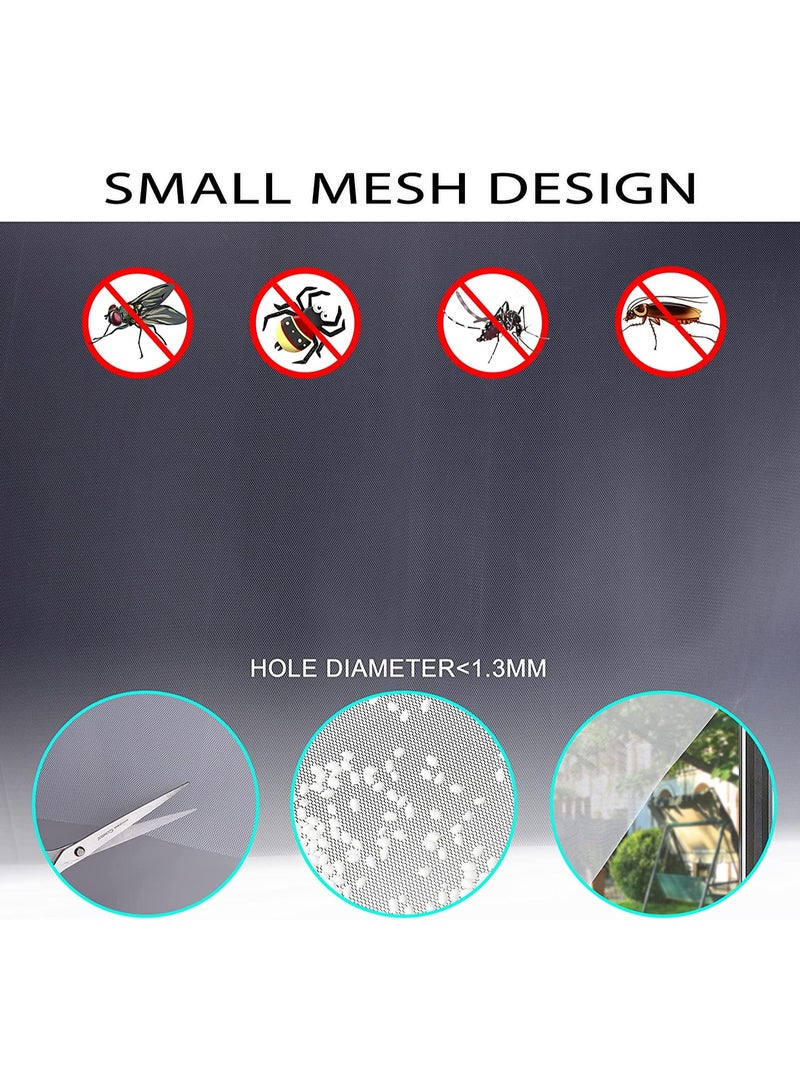 4 Packs of Washable and Reusable Self-Adhesive Fly Screen Nets for Windows, Includes 4 Rolls of White Tape, 1.3M x 1.5M, Effectively Blocks Insects and Mosquitoes - Image 2