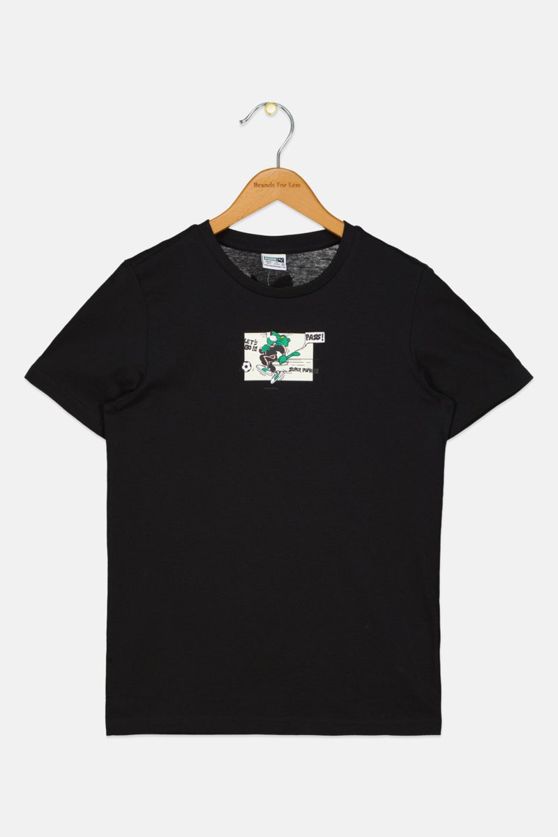 PUMA تي شيرت أولاد قصير الأكمام خارجي، أسود - Image 1