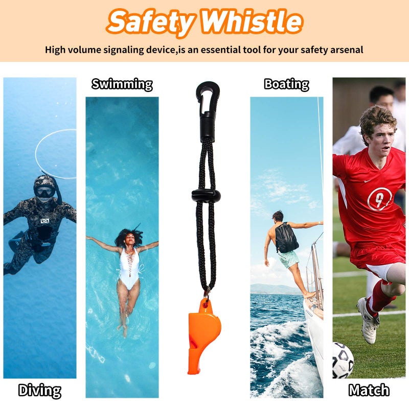 Pluzluce 5ft Orange Scuba Diving Surface Marker Buoy SMB, Safety Sausage with Plastic 98ft Finger Spool Reel and Double Ended Hook Clip + Emergency Whistle for Underwater Diving Snorkeling (Orange) - Image 4