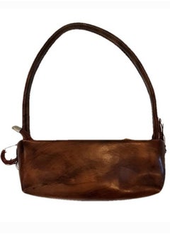 Generic Women rectangle leather brown bag fringed with beads  - Image 2