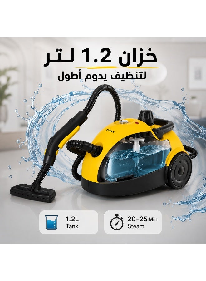 Denx Multi-Purpose Steam Cleaner, 1500W, 3.5 Bar Steam Pressure, 1.2L Water Tank, Up to 25 Minutes Continuous Steam, 3m Power Cord, Chemical-Free Cleaning & Sanitizing for Floors, Kitchens, Bathrooms & Glass - Image 3