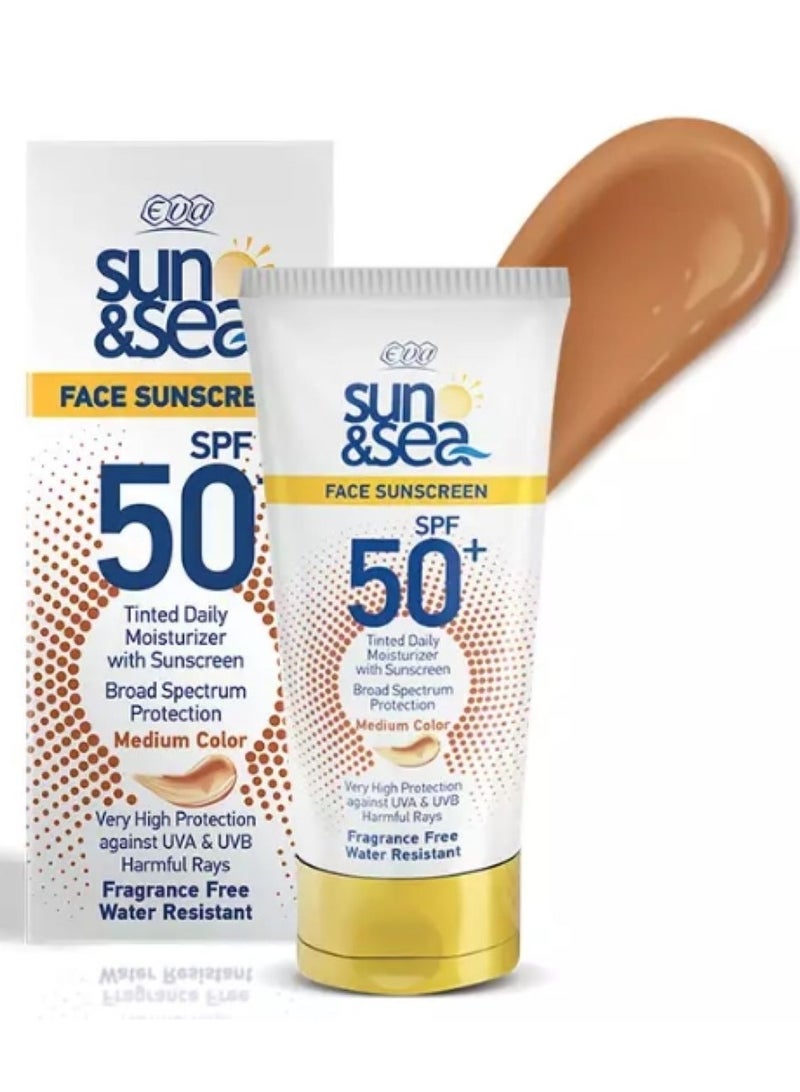 إيفا ايفا صن اند سي كريم للوجه واقي من اشعة الشمس بمعامل حماية + 50 ملون 40مل - Image 1