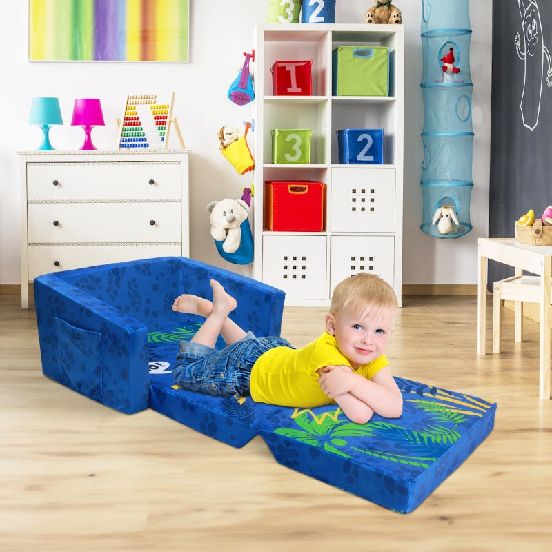 decalsweet Foldable Kids Sofas Couch 2 in 1 Children Convertible Sofa to Lounger Flip Open Toddlers Sofa Bed - Image 4