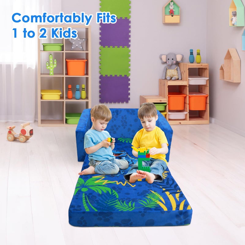 decalsweet Foldable Kids Sofas Couch 2 in 1 Children Convertible Sofa to Lounger Flip Open Toddlers Sofa Bed - Image 5