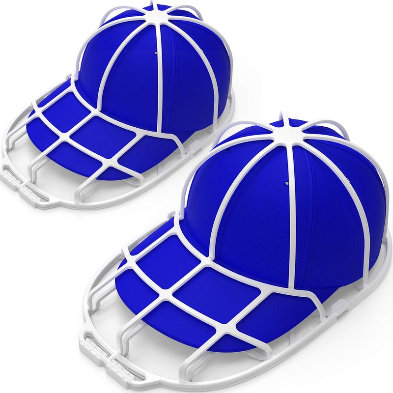 YEENOR Hat Washer Cage for Washing Machine  Baseball Cap Cleaner Holder Ball Cap Washing Dishwasher Safe Perfect for Cleaning and Protecting Hats in WasherDishwasher White 2 Pack