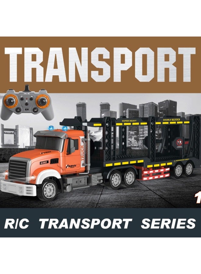 Electric Remote Control Container Trailer With Light Music Double-layer Transport Vehicle Simulation Container Children's Toy Men-Color:9013 Remote Control 9-pass Container Trailer With Light And Music (black) Body Uv Color Printing-Proportion:Package 4: 2 Lithium Battery 1 Charging Cable 1 Remote Control Battery  - Image 3
