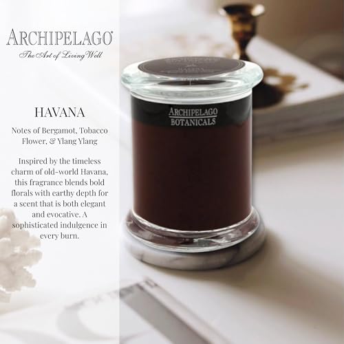 Archipelago Botanicals Havana Glass Jar Candle, Bergamot, Tobacco Flower and Ylang Ylang Scent, Lead-Free Candle Wicks, Burns Approx. 60 Hours (8.6 oz) - Image 2
