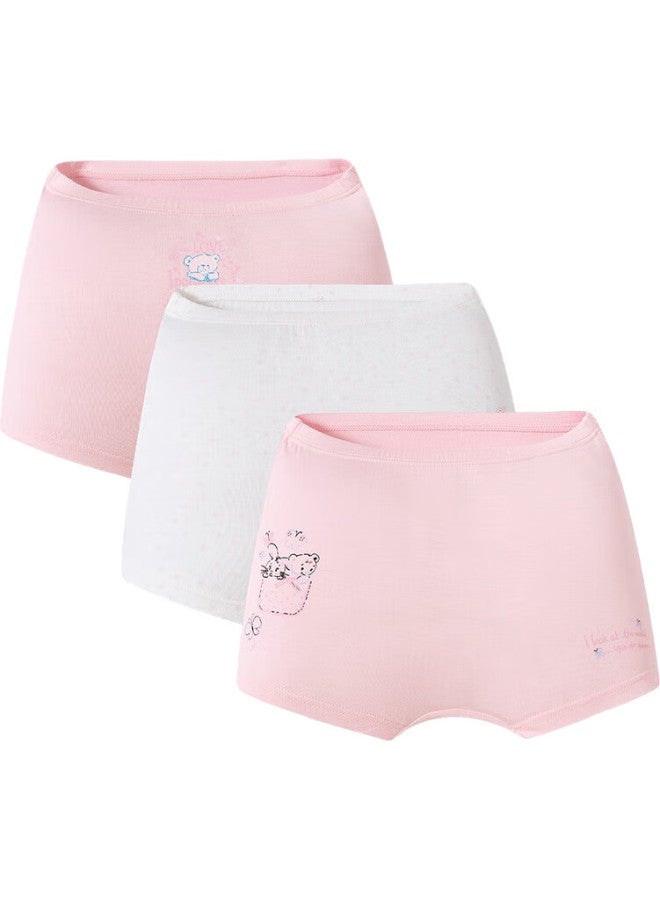 THREEGUN Sanqiang Children'S Modal Girls' Straight-Leg Pants (Pack Of Three) 59048B1, Pink+White+Pink, 130 - Image 1