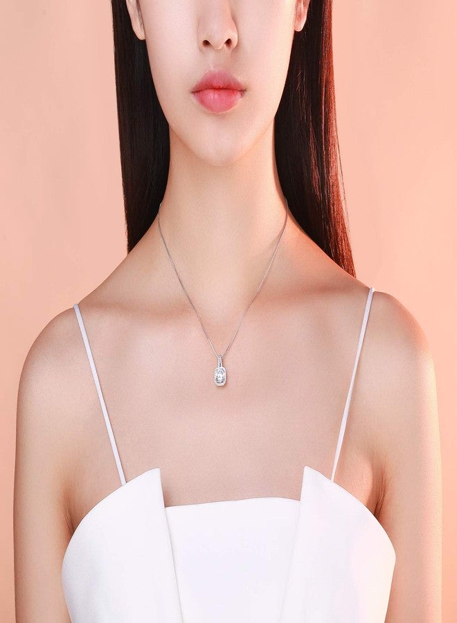 SBLING Platinum Plated Cubic Zirconia Cushion Shape Halo Pendant Necklace - Image 4