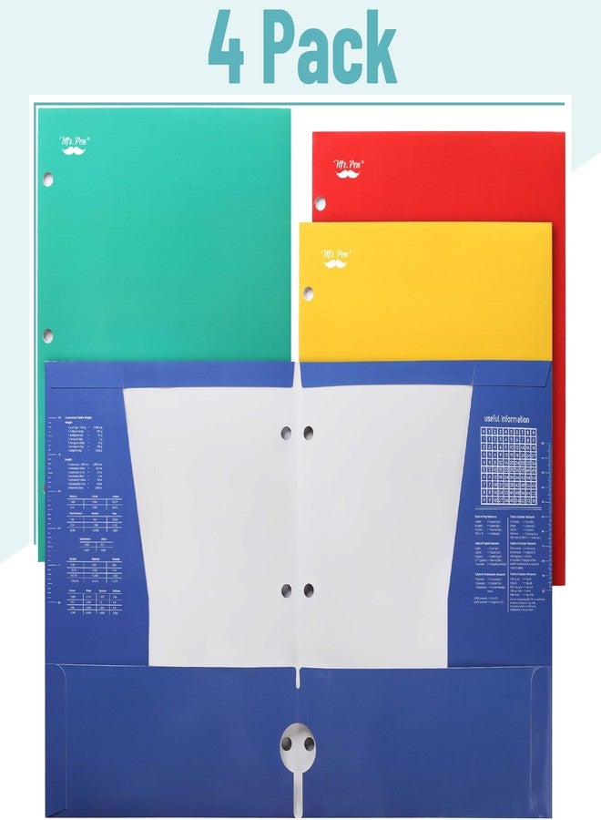 Mr. Pen- 4 Pocket Folders, 4 Pack, Vibrant Colors, 3 Hole Punched, School Folders with Pockets for 3 Ring Binder, Back to School Supplies - Image 2