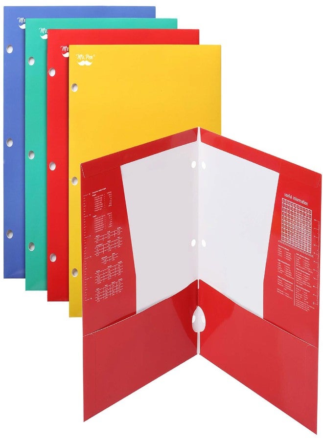 Mr. Pen- 4 Pocket Folders, 4 Pack, Vibrant Colors, 3 Hole Punched, School Folders with Pockets for 3 Ring Binder, Back to School Supplies - Image 1