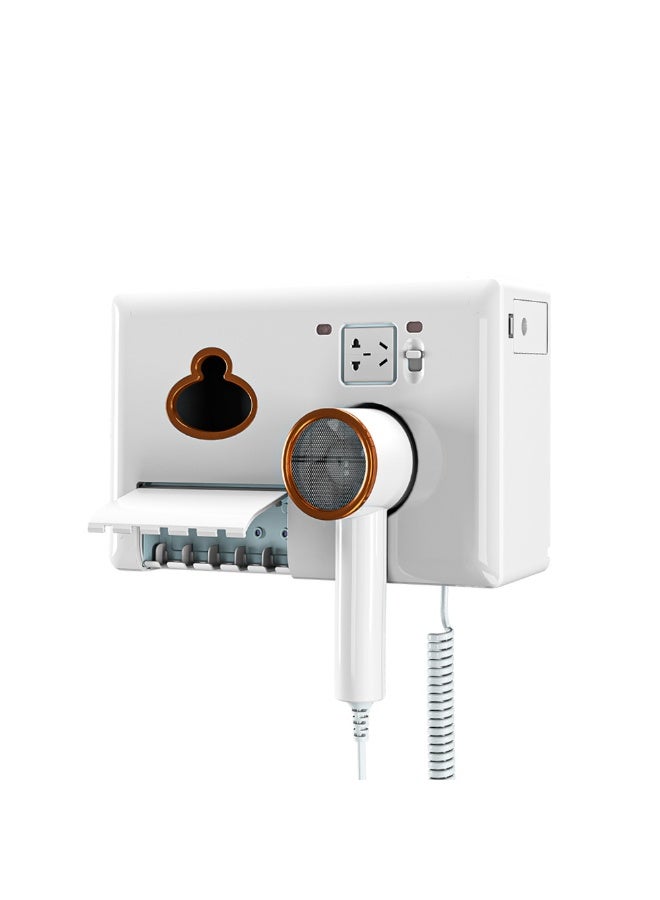 Premium 5‑in‑1 Smart Bathroom Hub – Wall‑Mounted Organizer with Tissue Dispenser, Aromatherapy Diffuser, Negative Ion Hair Dryer & UV Toothbrush Sterilizer. (White) - Image 1